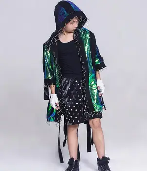 90-160 Karšto / Nauja Mada vaikams hip-hop šokių gobtuvu tranšėjos paltai veiklos suknelė modelis kilimo ir tūpimo tako kostiumai