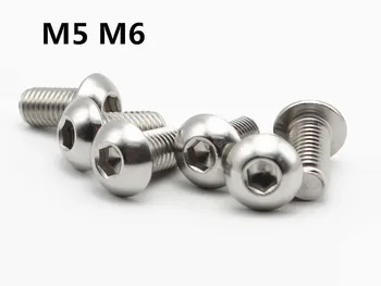 M5 M6 Vidinis Šešiakampis, Apvalios Galvos Sraigtai 304 Nerūdijančio Plieno, Grybų Hex Lizdas Mygtukas Galvutės Varžtas