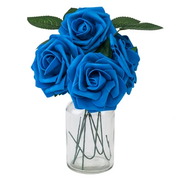 50pcs PE Putos, Rožių Gėlių Tamsiai Mėlyna