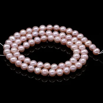 Naujosios AAA natūralių gėlavandenių perlų, baltos ir rožinės spalvos apvalių perlų karoliukai, naudojami papuošalų priėmimo 