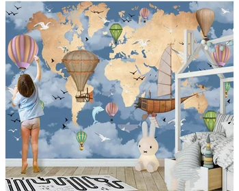 Beibehang 2018 naujas mados dekoratyvinis dažymas uždaras miegamasis, svetainė, vaikų kambario sienos popieriaus žemėlapio fone 3d tapetai