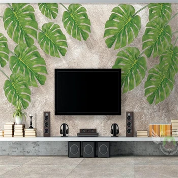 Wellyu 3D natūralūs, švieži, žali lapai, TV foną, sienos užsakymą didelės freskos žalia tapetai papel de parede para quarto