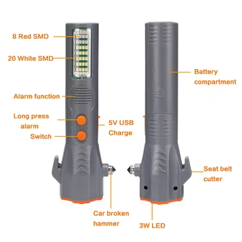 Linkax Multi-function Darbo Žibintuvėlis su Signalizacijos Balso Mirksi Saugos Diržas Pjovimo Įrankis Saugos Plaktukas Šviesos