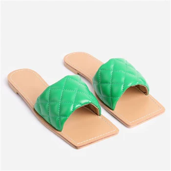 2021 Naujos Prekės Dizaino Moterų Saldainiai Spalvos Šlepetės Sandalai Lady Vasaros Paplūdimio Skaidres Lauko Baseino Diržučius Open Toe Flat Žalia Batai