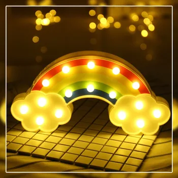 Karšto Pardavimo Naktį Rainbow Šviesos Sieniniai Šviestuvai Baterija Vaikams Kambariai Dekoro Plastiko Lentelė Šalis Dekoratyvinis LED Nakties Šviesos Lempos