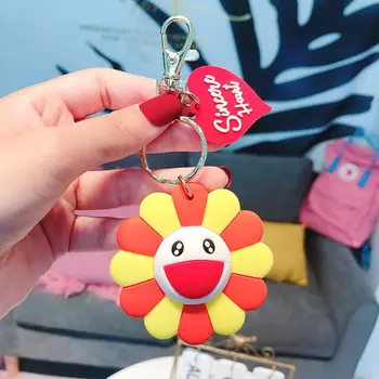 Naujas Mados Spalvinga Saulėgrąžų Anime Key Chain Aukštos Kokybės PVC Gėlės paketų prižiūrėtojų raktinę Mielas Žaislai Keychain Gimtadienio Dovana Unisex Naujas