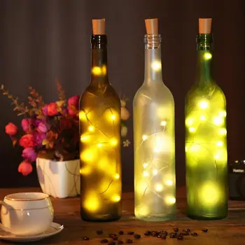 LED Vyno Butelis Žibintai 2M 20LEDs Kamštienos Fasoninės Varinės Vielos, Spalvinga Mini String Žibintai Patalpų Lauko Vestuvių, Kalėdų Žiburiai