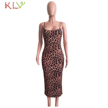 Seksualus Leopard Suknelė Midi Blauzdos Spageti Dirželis Suknelės Atsitiktinis Moterys Šalis Elegantiškas Vasarą Sundress didelio Dydžio Drabužius, Vestidos 20Jan