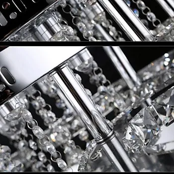 Lubų šviesos diodų (LED) Modernios Led Flush Mount 6 Šviesos švarus Kristalų lubų lempa Nerūdijančio Plieno 110-240V
