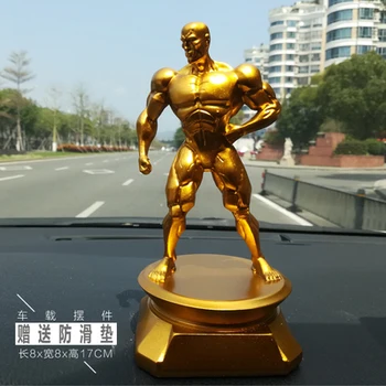 Pasaulio kultūrizmo Taurės trofėjus Fitneso raumenų vyrų hantelio Hercules skulptūra Pilka sidabro Automobilių interjero apdaila