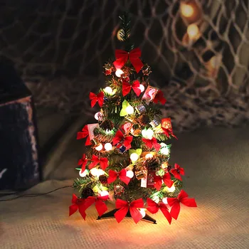 Lentelėje Kalėdų Medžio Mini Kalėdų Pušis Rinkinys su LED String Šviesos Ornamentų Namuose šventinę Dovaną Apdailos RJ-Drop