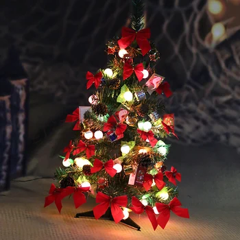 Lentelėje Kalėdų Medžio Mini Kalėdų Pušis Rinkinys su LED String Šviesos Ornamentų Namuose šventinę Dovaną Apdailos RJ-Drop