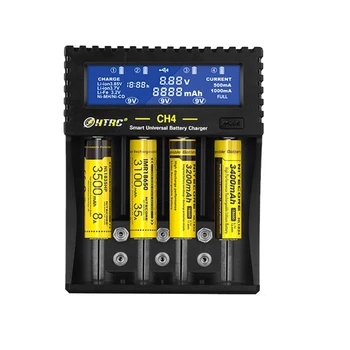 HTRC 18650 Multi-Funkcija Li-Ion Gyvenimo Ni-MH Ni-CD Smart Kroviklis AA/AAA/18650 9V Baterija 4 Slots Baterija