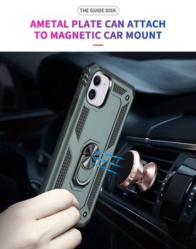 Prabangių Automobilių Magnetas Atveju IPhone 6 6s 7 8 Plius 11 Pro Armor atsparus smūgiams Case Cover For IPhone XR XS Max X Silikono Bamperis Atveju