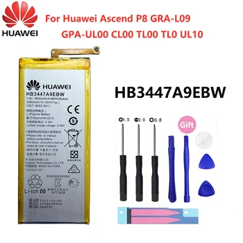 Originalaus Akumuliatoriaus 2600mAh HB3447A9EBW Baterija Huawei Ascend P8 GRA-L09/UL00/CL00/TL00/TL10/UL10 Baterija