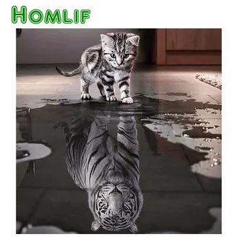 Naujų Amatų Katė Atspindys Tigras 5D 