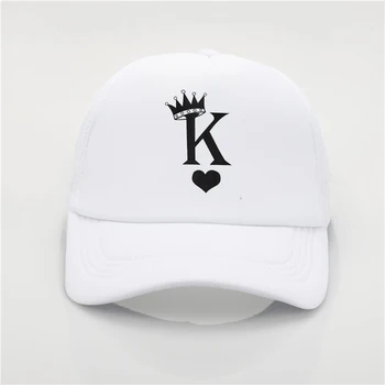 Karalienė Karaliaus Meilė Logotipas spausdinti skrybėlės Vasaros Tinklelio, Saulės, Kepurės Q H Meilės modelį, Beisbolo Kepuraitės Pora mados hip-hop skrybėlę