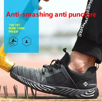 Kvėpuojantis vyriški saugos batai batai su plieno toe cap vyrų laikino darbo batai nesunaikinami dūriams atspariu darbo sportbačiai