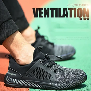 Kvėpuojantis vyriški saugos batai batai su plieno toe cap vyrų laikino darbo batai nesunaikinami dūriams atspariu darbo sportbačiai