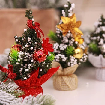 2020 m. Kalėdų Eglutė 20cm Naujųjų Metų Stalo Dekoracija Dirbtinis Stalo Mini Kalėdų Eglutės papuošalus Miniatiūrinė Eglutė