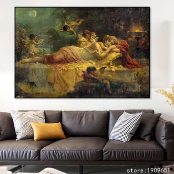 Medvilnės be rėmelio klasikinės religinės duomenys angelai drobės spaudiniai aliejaus tapybai atspausdintas ant medvilnės sienos meno apdailos nuotraukas