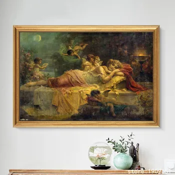 Medvilnės be rėmelio klasikinės religinės duomenys angelai drobės spaudiniai aliejaus tapybai atspausdintas ant medvilnės sienos meno apdailos nuotraukas