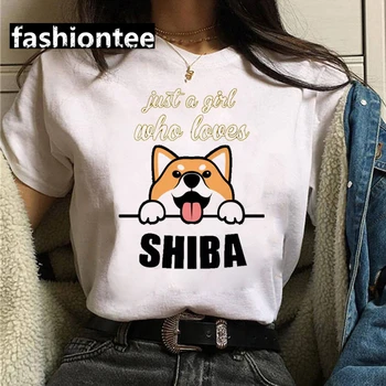 ZOGANKIN Estetinės Harajuku T-Shirt Sveiki Raidžių Kawaii Mielas Shiba Inu Doge Spausdinti Vasaros korėjos Streetwear Moterų Prašmatnus Viršūnes Tees