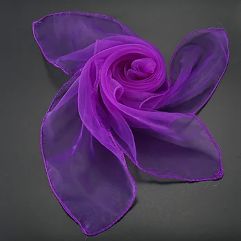 2x Mielas Mados Paprasto Kvadrato Šifono Kaklo Šaliką skarų 70 cm x 70cm (Rožė, Raudonas ir Violetinis)
