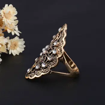 Joyme Prekės Antikvariniai Fine Jewelry Etninės Turkų Pareiškimą Boho Tibeto, Indijos Punk Tuščiaviduriai Iš Gėlių Moterų Aukso Žiedas