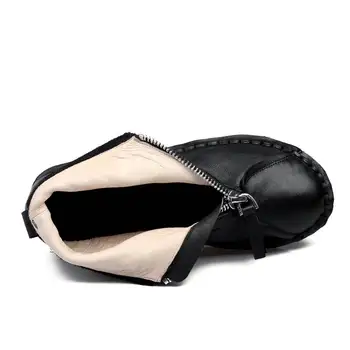 Smirnova PLIUS DYDIS 34-43 2018 KARŠTO mados zip natūralios odos batus, su plokščia platforma batai moterims rudens batai