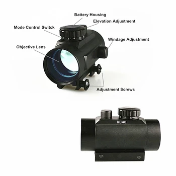 FIRECLUB 1X40 Medžioklės Red Dot taikymo Sritis Taktinis Holografinis Žvilgsnio Shot Gun Airsoft 20mm Rail Mount Riflescopes Medžioklės Optika