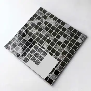 10vnt Imitacijos, Juodos spalvos Mozaikos Plytelių Siena Lipdukas Lipni Klijuoti Ant Sienos Plytelių Lipni, Virtuvės, Vonios kambario Dekoro