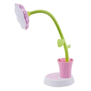 Vaikai Lempa LED Stalo Lempa Paspauskite Valdymo Tamsos Šviesa Lankstus USB Įkrovimo Studijuoja Lempos su Pieštukas Turėtojas Sun Flower Pink+