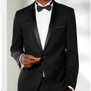 Custom MADE to MEASURE vyrams kostiumu,pagal UŽSAKYMĄ, juoda jaunikis vestuvių kostiumą su plonomis atvartas,PRITAIKYTA smokingas(striukė+kelnės+kaklaraištis+kišenėje squaure