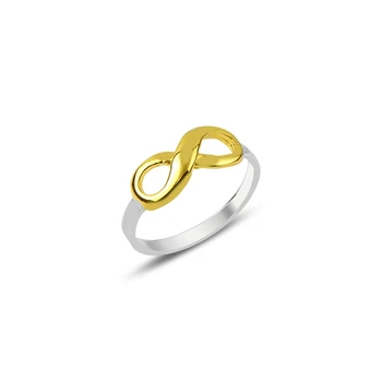 Sidabras 925 Sterling Aukso Spalvos Amžinybės Žiedas