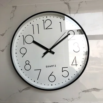 Kvarco Silent Sieninis Laikrodis Kambarį Kūrybos Žėrintis Sieninis Laikrodis Apvalios Šiaurės šalių Dizaino Stiklo Zegar Scienny Namų Puošybai BE50WC