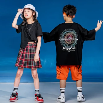 Vaikams Hip-Hop ' o Drabužių Cheerleaders Vasaros Etapo Rezultatus Kostiumai Berniukams trumpomis Rankovėmis Gatvės Kostiumas Mergaitėms Džiazo Dancewear VO1232