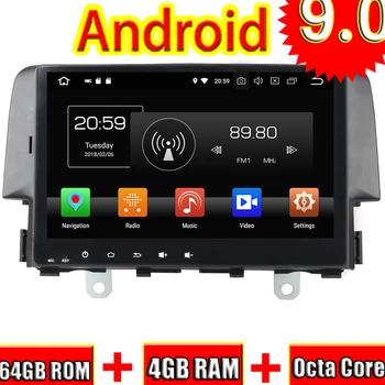Topnavi Octa Core Android 9.0 Automobilių GPS Navigacija Honda CIVIC 2016 Autoradio Multimedijos Garso Grotuvas Stereo JOKIŲ DVD 4+64G