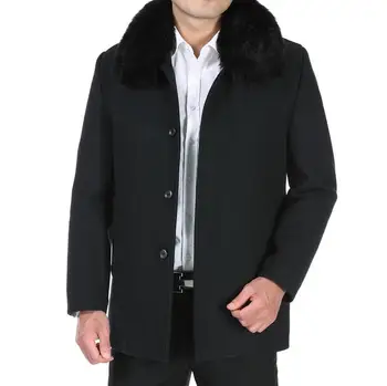 Žiemos kašmyro paltai vyrams sobretudo masculinos slim quinquagenarian verslo atsitiktinis plius aksomo tirštėti vilnos kailis mens paltas