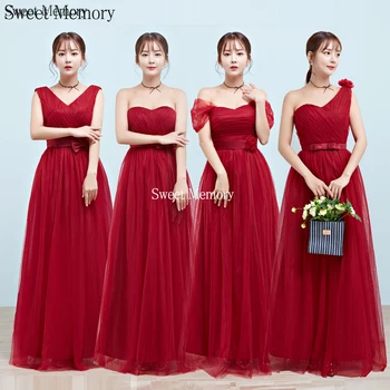 J185 4 Stilius Užsakymą Kamėja Rožinė Bridesmaid Dresses Elegantiškas Ilgas Vestuves Suknelė Moterų Plius Dydis Tiulio Skraiste Saldus Atmintis