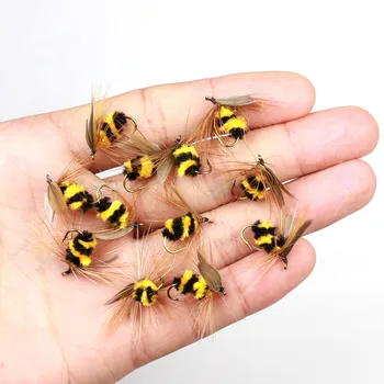 10vnt #10 Dirbtinis Vabzdžių Masalas Bumble Bee Skristi Upėtakių Žvejybos Masalas, Lauko, Žvejybos Reikmenys