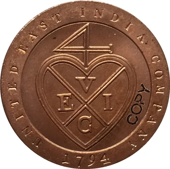 1794 Indija-Britų 1/48 Rupija monetos KOPIJA, 31mm