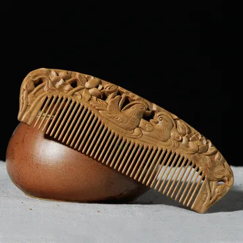 Mini Pocket Medinės Plaukų Šukos Santalas, Išraižytas Ne Statinis Barzda Šukos Plaukų Priežiūros ir Grožio SPA Massager Plaukų Formavimo Priemonės