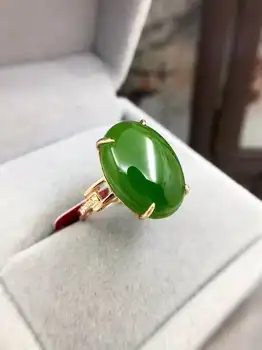 Nekilnojamojo 18K Aukso Žiedas Gamtos Ir Nekilnojamojo Jade Žiedas Akmuo Žiedai