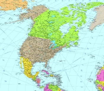 Šiaurės Amerikos politinio ir administracinio žemėlapio 100*114 cm