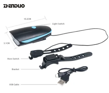 Kalnų dviračių žibintai, automobilių žibintai USB įkrovimo šviesos stiprų šviesos elektroninių ragų bell jojimo įrangos priedai