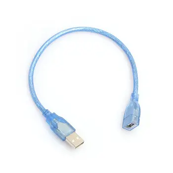 30CM Didelės Spartos USB 2.0 Extension Cable Skaidrus, Mėlynas Vyrų ir Moterų USB prailginimo Laidas Vario Core USB Trumpas Kabelis