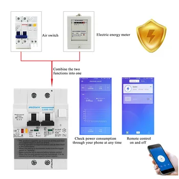 2P eWelink WIFI smart išjungiklių su energetikos kontrolės nuotėkio apsauga, valdymas balsu Alexa 