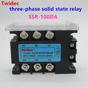 Aukštos kokybės Trijų Fazių (Solid State Relay SSR-100DA Relė 3-32VDC, kad 30-480VAC SR Relay Kietojo Trijų Fazių dc į ac Rele