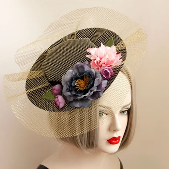 Gothic Lolita Tinklai Pramoginiai Skrybėlę, Žiedų, Plaukų Aksesuarų, Vestuvių Vintage Hat Plaukų Clips